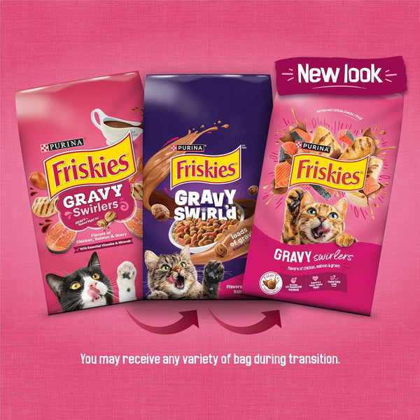 Purina Gravy Swirlers with Flavors of Chicken, Salmon and Gravy Dry Cat Food - 3.15 Lb. Bag