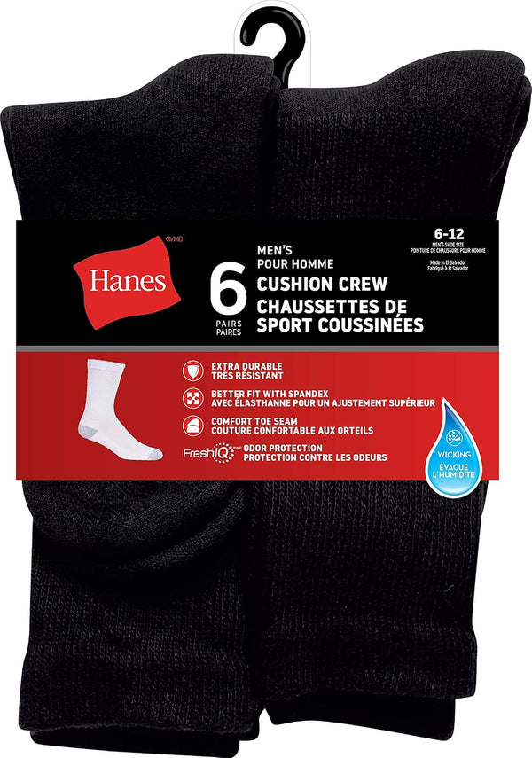 Red Label-Pack of 6 Padded round Socks, Black, 6 Men, Black, 6