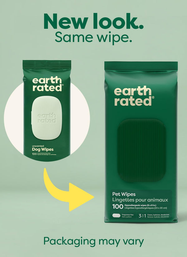 Dog Wipes for Paws & Butt, Deodorizing, Unscented, 100Ct