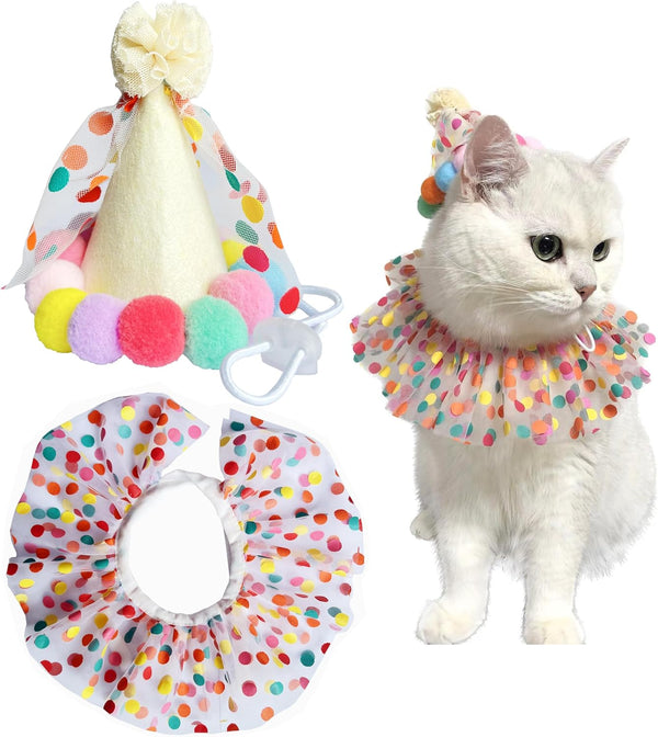 Cat Dog Princess Costumes Cat Birthday Hat and Scarf Pet Birthday Bandana