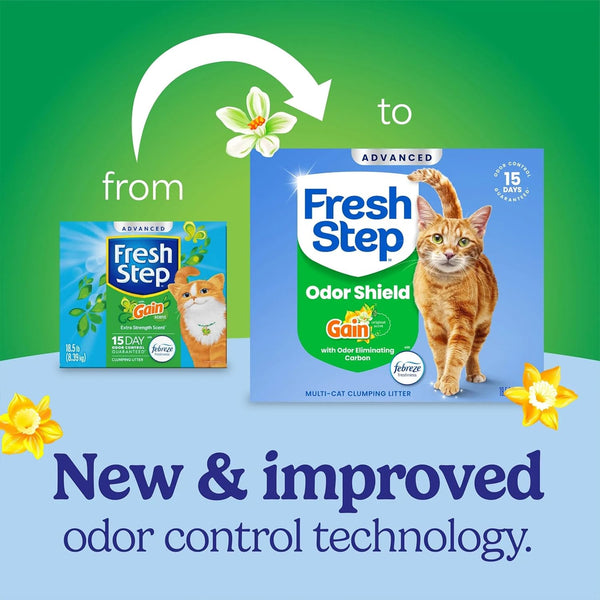 Advanced Odor Shield Clumping Cat Litter with Gain, 18.5 Lb, 2Pk