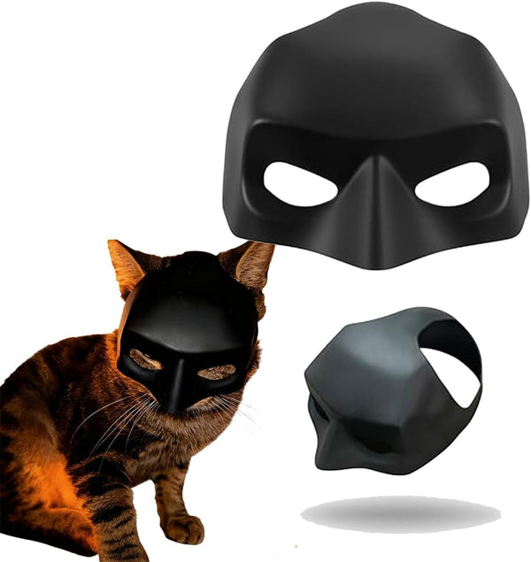 Cat Bat Mask, Funny Cat Helmet & Cat Hat Cosplay Costume, Adjustable Pet Mask for Halloween, Party, Photo Props, Lightweight Comfortable Cat Costume Accessories for Cats & Small Pets(Black