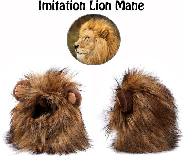 Lion Mane Wig for Cats and Dogs, Funny Pet Cat Costumes for Halloween Christmas, Furry Pet Clothing Accessories