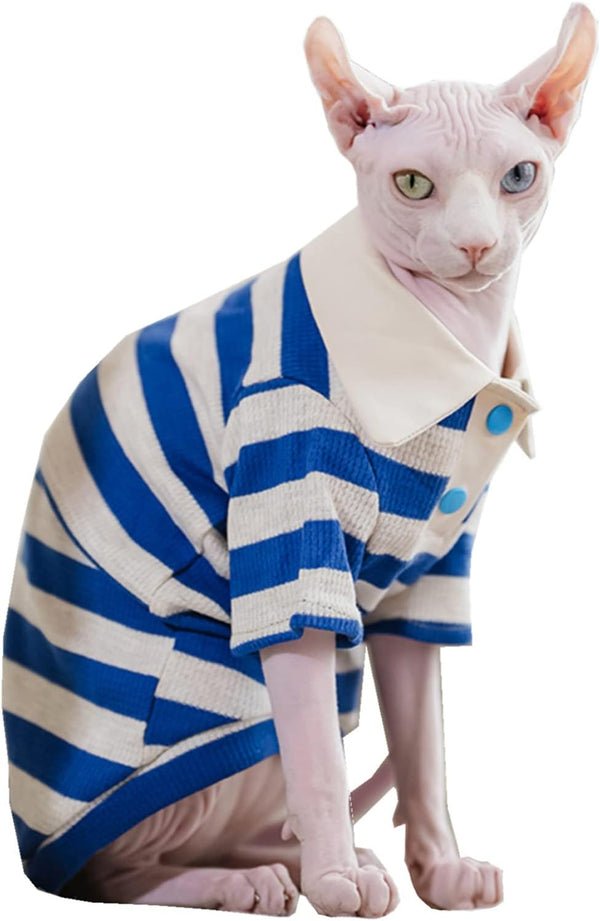Sphynx Cat Shirt Cotton Hairless Polo T-Shirt with Sleeves Pullover Clothes