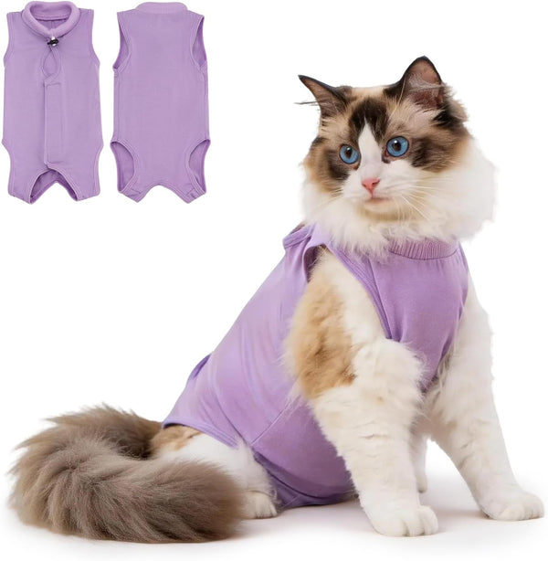 Cat Recovery Suit,Cat Onesie for Female Male Cats Purple M