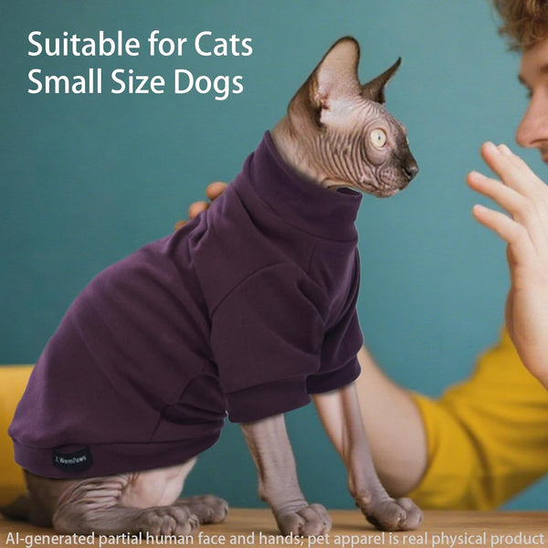 Sphynx Cat Sweater Soft Warm Long Sleeve Fleece for Cats&Small Dogs