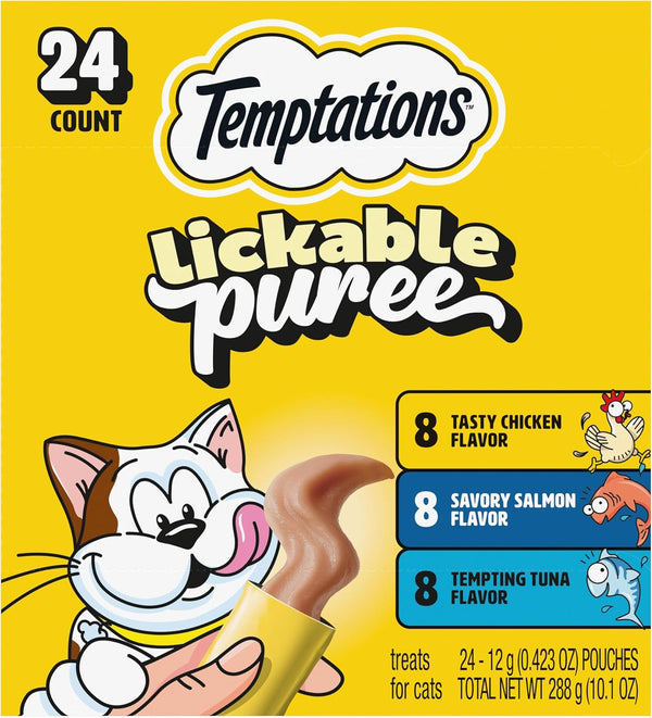 Creamy Puree Cat Treats, Chicken, Salmon & Tuna, 24 Count