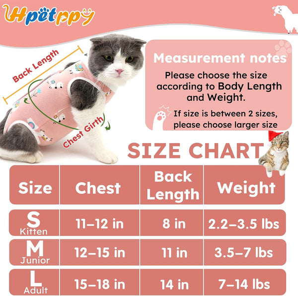 Cat Recovery Suit for Spay Abdominal Wounds, Breathable Cat Onesie for Cats after Surgery Female, Kitten Surgical Recovery Suit Female Cone of Shame Alternative for Cats anti Licking