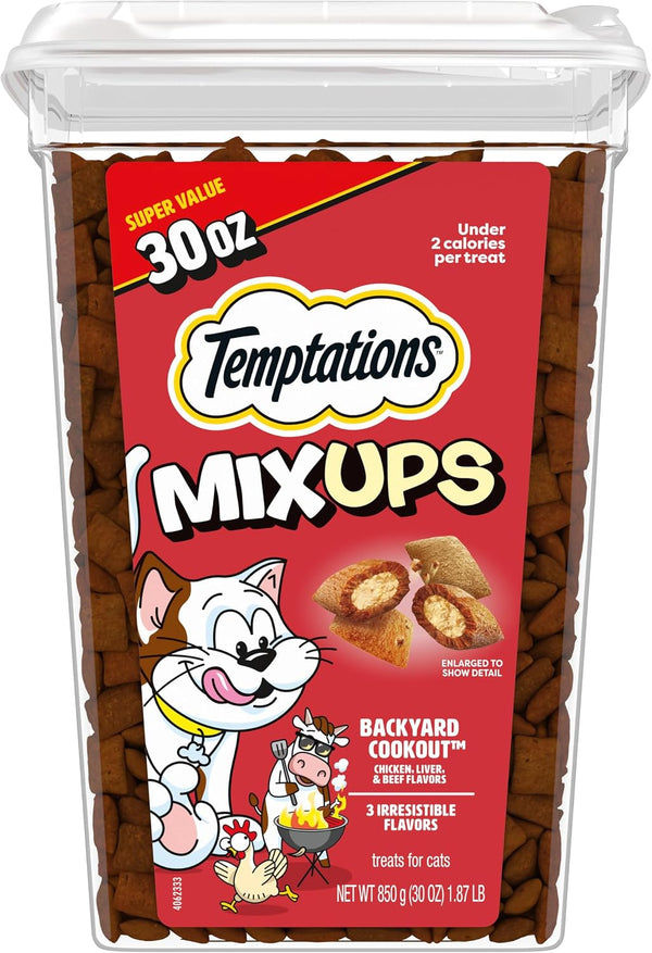 Mixups Crunchy and Soft Cat Treats, Cookout Flavor, 30 Oz