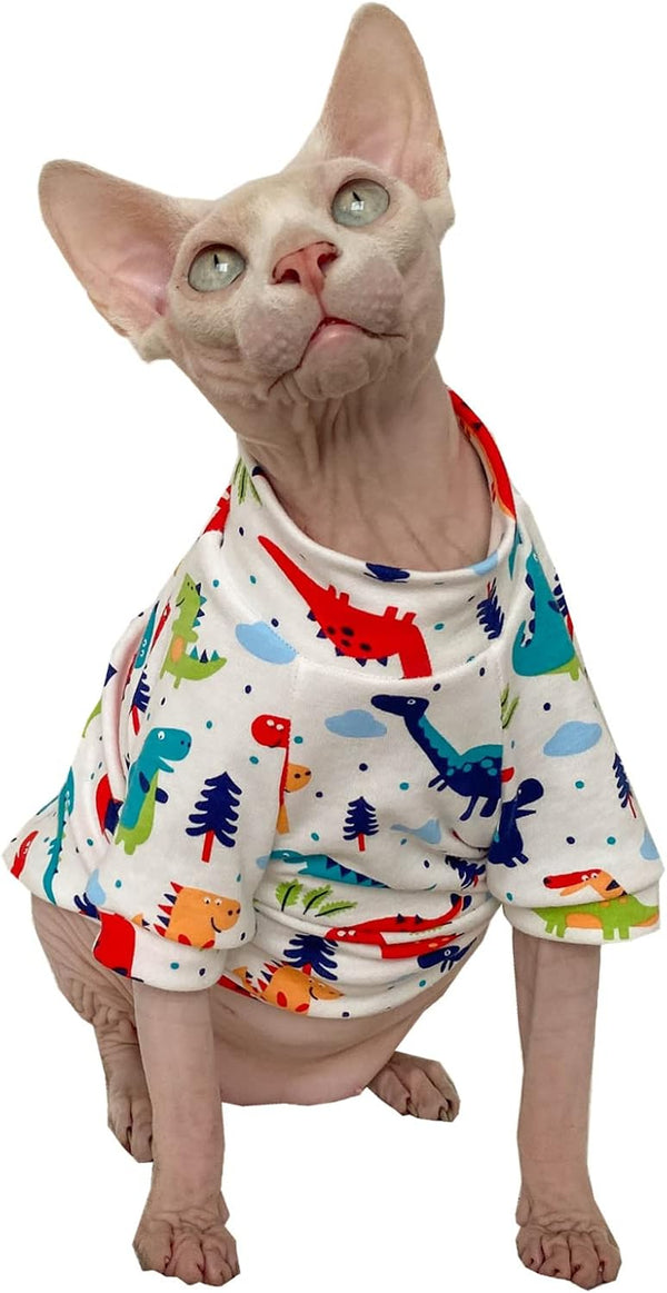 Sphynx Hairless Cat Cotton T-Shirts Cat Apparel Pet Clothes Vest Kitten
