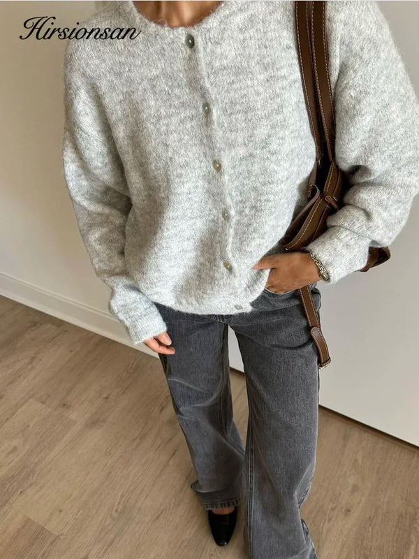 Elegant Long Sleeve Sweater Women 2024 New Single-Breasted Female Casual Cardigan Soft Cashmere Knitted Outwear