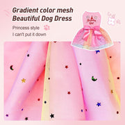 Rainbow Dog Birthday Outfit for Small Dogs Girl Sparkly Dog Birthday Dress Tulle with Big Bowknot Puppy Clothes Pink Fireworks Little Princess Pet Dress (M)