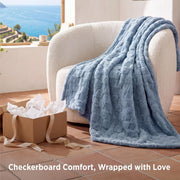 Bedsure Blue Checkered Fleece Throw Blanket for Home Decor Gifts,50"×60"