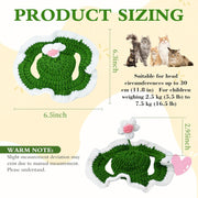 Flower Cat Hat, Cotton & Soft Cute Knitted Hats for Cats Birthday Party Spring Puppy Hat for Small Pets (Green,M)