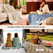 Bedsure Blue Checkered Fleece Throw Blanket for Home Decor Gifts,50"×60"