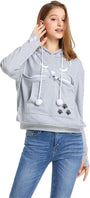 Kangaroo Pouch Pet Holder Hoodie for Cats & Dogs (Light Grey