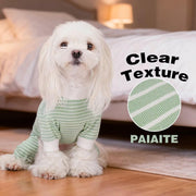 Blue Striped Dog Pajamas: 4-Legged Cotton Stretchable Jumpsuit Pjs - Lightweight Cozy Puppy Onesie Clothes, Comfortable Pet Sleepwear for Hair Shedding Coverage M