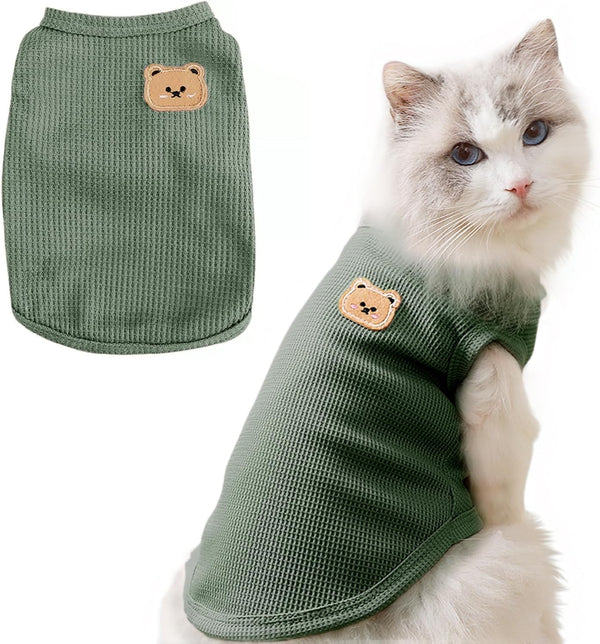 Waffle Knit Cat T Shirt, Puppy Shirt for Sphynx Cats, Pet Clothes