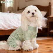 Blue Striped Dog Pajamas: 4-Legged Cotton Stretchable Jumpsuit Pjs - Lightweight Cozy Puppy Onesie Clothes, Comfortable Pet Sleepwear for Hair Shedding Coverage M
