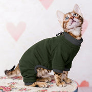 Sticky Hair Cat Clothes, Prevent Hair Loss Cat Pajamas, Soft Cat Sweaters for Cats Only, Cat Hair Sticky Onesie, Cat Recovery Suit after Surgery, Green, L