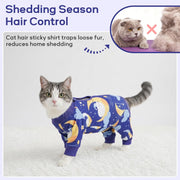 Cat Hair Sticky Shirt – Breathable & Lightweight, Reduces Shedding Fur Pajamas, Prevents Licking Wounds after Surgery, Cat Sweaters - Soft & Machine Washable, Blue, L