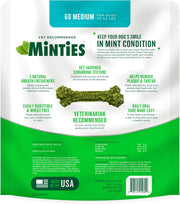 Dental Chews for Dogs, 60 Count, Vet-Recommended Mint-Flavored Dental Dog Treats for Medium Dogs, Bones Clean Teeth, Fight Bad Breath, and Removes Plaque and Tartar