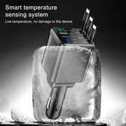 7-In-1 Retractable Car Charger Fast Charging Car Adapter with Digital Display 2 USB Ports 2 Type-C Ports 3 Cables Power Supply F