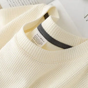 Men'S New Summer Waffle round Neck Short Sleeve T-Shirt Comfortable Breathable Short-Sleeved Top for Casual Wear