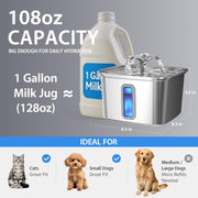 Innovation Award Winner Stainless Steel Cat Water Fountain, 108Oz