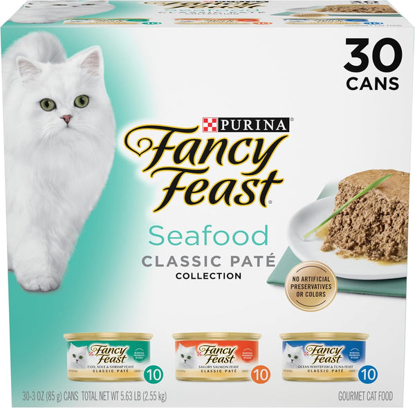 Purina  Seafood Classic Pate Variety Pack, 3 Oz Cans, 30-Pack
