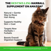 Cat Hairball Remedy Treats - Dual Texture Crunchy Creamy Hairball Treatment for Cats, Furball Relief Control Supplement with Fiber, Fish Oil for Indoor Cats Skin Coat Digestion (30-Day Supply)