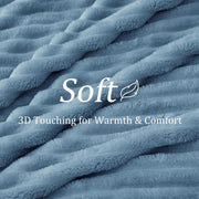 Ribbed Blue Throw Blanket for Couch, 50"X60"