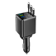 140W 7In1 Fast Car Charger Adapter with Retractable Type-C Cables,Led Display,Ambient Light Multi-Port Usb Charging 180 JJ2234