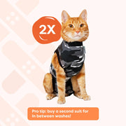 Recovery Suit for Cats | Spay and Neutering Cat Surgery Recovery Suit for Male or Female | Soft Fabric for Skin Conditions | 2XS | Neck to Tail 13.0” - 16.5” | Black Camouflage
