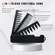 Mulitfunctional Folding Hair Comb Wide Tooth Oil Head Styling Beard Comb Hair Clipper Combs 1/2/3 In1 Portable Hairdressing Comb