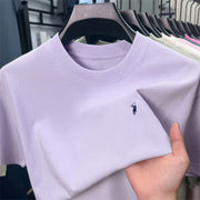 100% Cotton Men'S Short Sleeve T-Shirt Fashion Brand Paul Pony Embroidery Summer New High-End Comfortable Casual round Neck Top