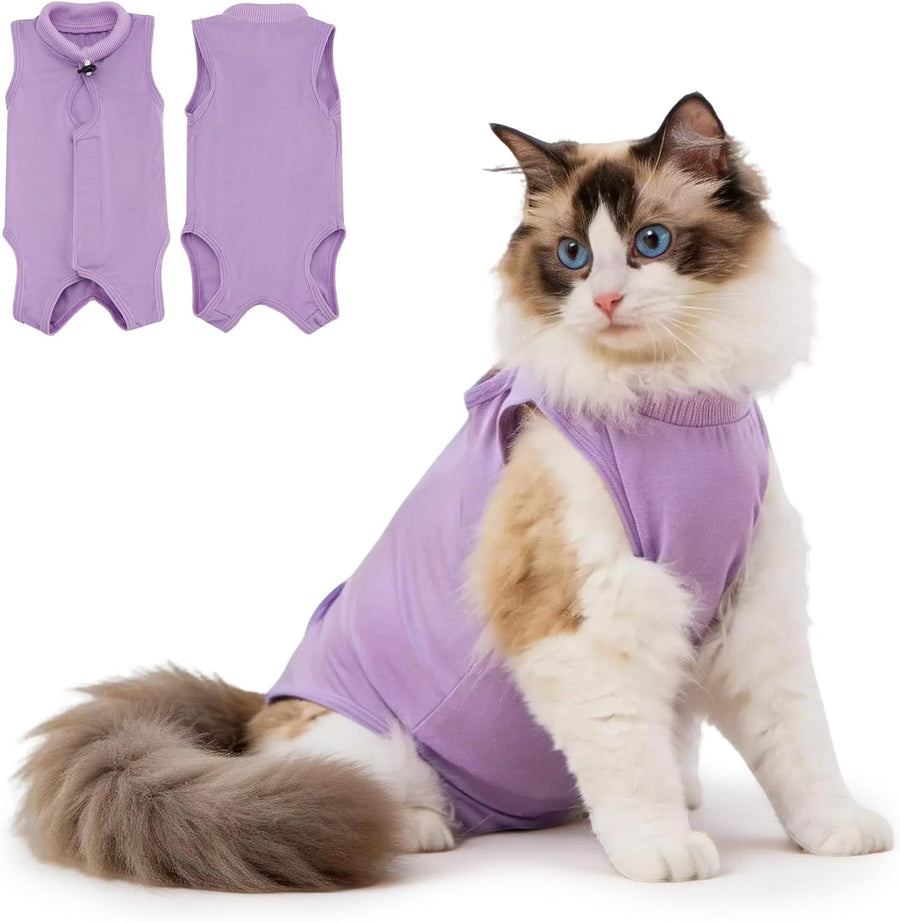 Cat Recovery Suit,Cat Onesie for Female Male Cats Purple M