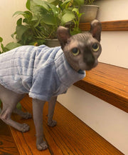 Blue Coral Fleece Sweater for Sphynx Cat Clothes Coat for Hairless Cats