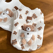 Cute Pet Apparel Plush Bear Pattern Cartoon Dog Clothes All Season Sleeveless Puppy Kitten Pullover Soft Skin-Friendly (White2, S (2.2-4.4Lbs))