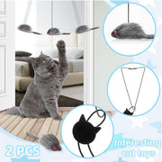 Hanging 2Pcs Cat Toys for Indoor Cats, Self-Play Hanging Door Cat Mouse Toys for Indoor Cats Kitten,Interactive Cat Mice Toys with Bell for Hunting Exercising Eliminating