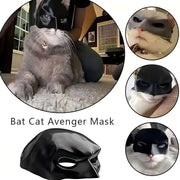 Cat Bat Mask for Halloween - Lightweight Funny Pet Costume, Easy to Wear Cosplay Party Accessory for Cats & Kittens (Black, 1 Pack)