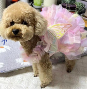 Cute Rainbow Butterfly Dog Dress Cat Princess Dress Pet Wedding Dresses, S