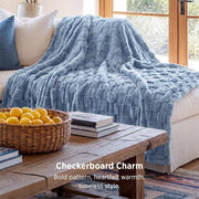 Bedsure Blue Checkered Fleece Throw Blanket for Home Decor Gifts,50"×60"