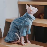Blue Coral Fleece Sweater for Sphynx Cat Clothes Coat for Hairless Cats