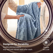 Bedsure Blue Checkered Fleece Throw Blanket for Home Decor Gifts,50"×60"