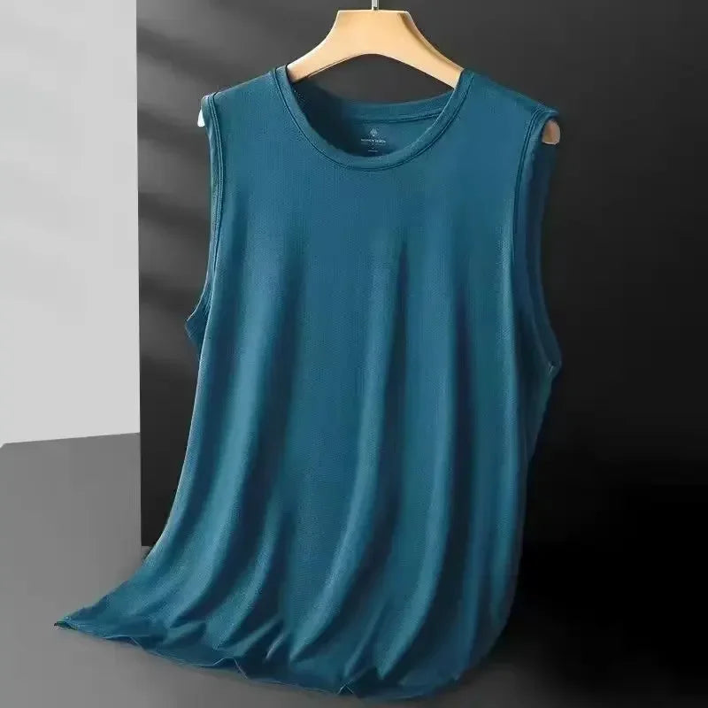 Men'S Ice Silk Mesh Vest Lightweight Sports Summer Wear Sleeveless T-Shirt