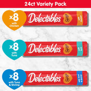 Squeeze up Variety Pack, Creamy Squeezable Puree, Lickable Wet Cat Treats, Grain Free, No Added Fillers, No By-Products, No Added Preservatives, 0.5 Ounces Tube, 24 Tubes Total