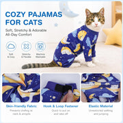 Cat Hair Sticky Shirt – Breathable & Lightweight, Reduces Shedding Fur Pajamas, Prevents Licking Wounds after Surgery, Cat Sweaters - Soft & Machine Washable, Blue, L