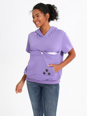 Cat Pouch Shirt Short Sleeve Kitten Puppy Holder Thin Hoodies Pet Carrier Sweatshirt for Women