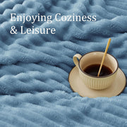 Ribbed Blue Throw Blanket for Couch, 50"X60"
